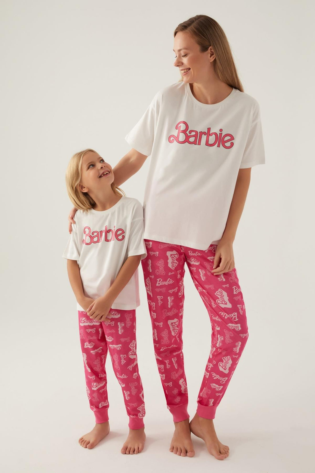 Barbie 1704 Pamuklu Anne Kız Kısa Kollu Kız Çocuk Pijama Takımı BEYAZ