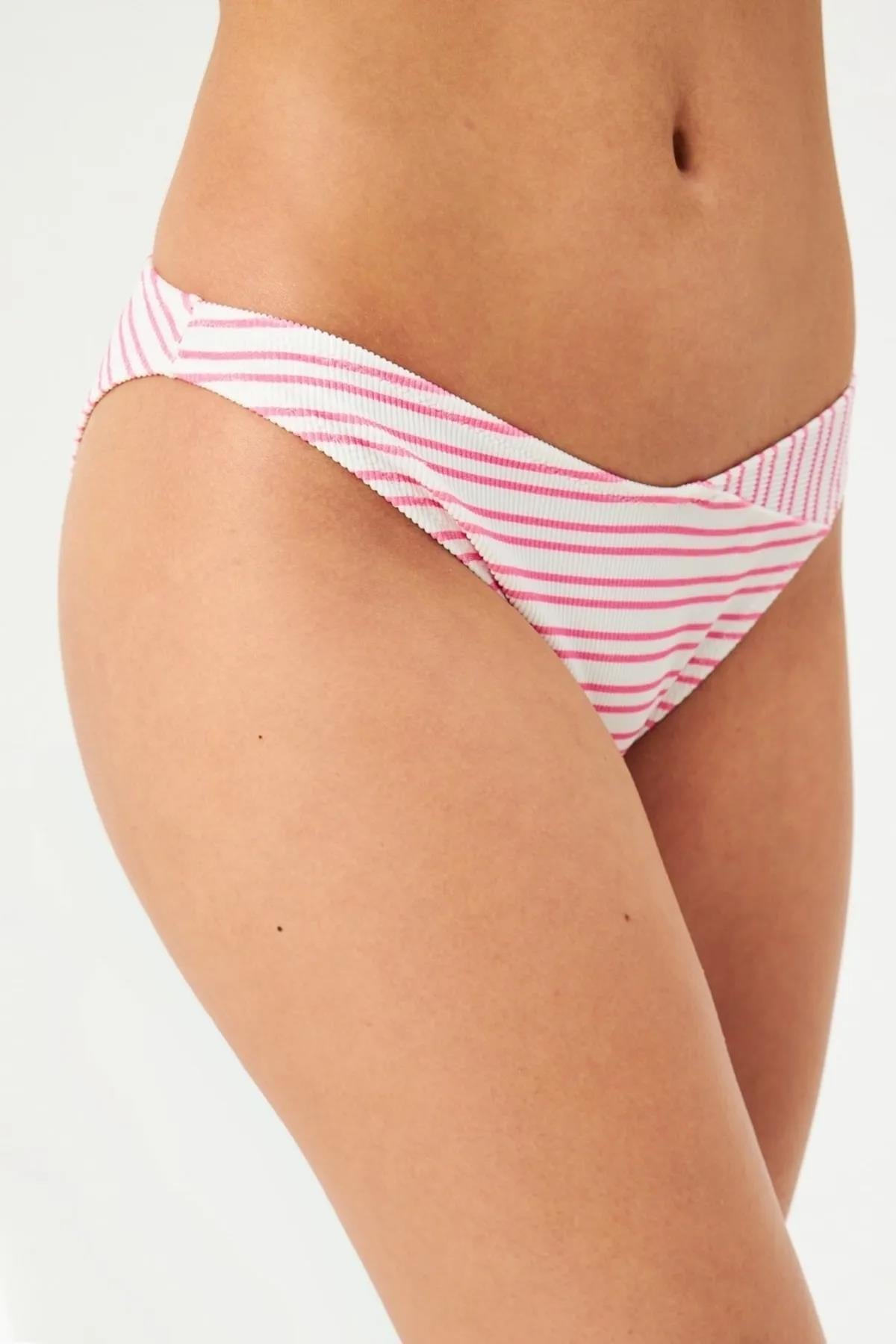 Eros 2 CM Çizgili Tek Alt Bikini 1514 PEMBE