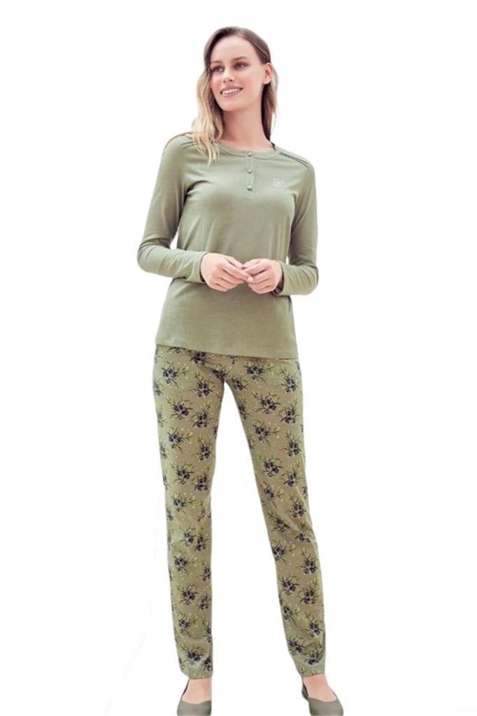 Eros 29530 Zeytin Desenli Pijama Takımı