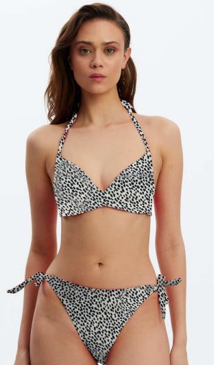 Louren 1621 Leopar Kaplı Yarım Dolgulu Üçgen Bikini Takımı