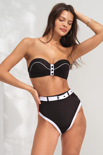 Pierre Cardin 241264 Straplez Yüksek Bel Bikini Takımı SIYAH