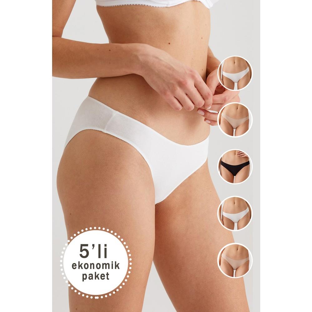 Pierre Cardin 2050 Sbt 5'Li Ekonomik Paket No Show Pamuklu Basic Brief Külot