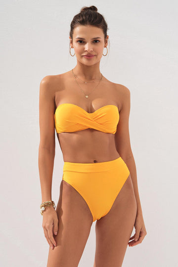 Pierre Cardin 231225 Sarı Bonie Dolgulu Straplez Yüksek Bel Bikini Takım