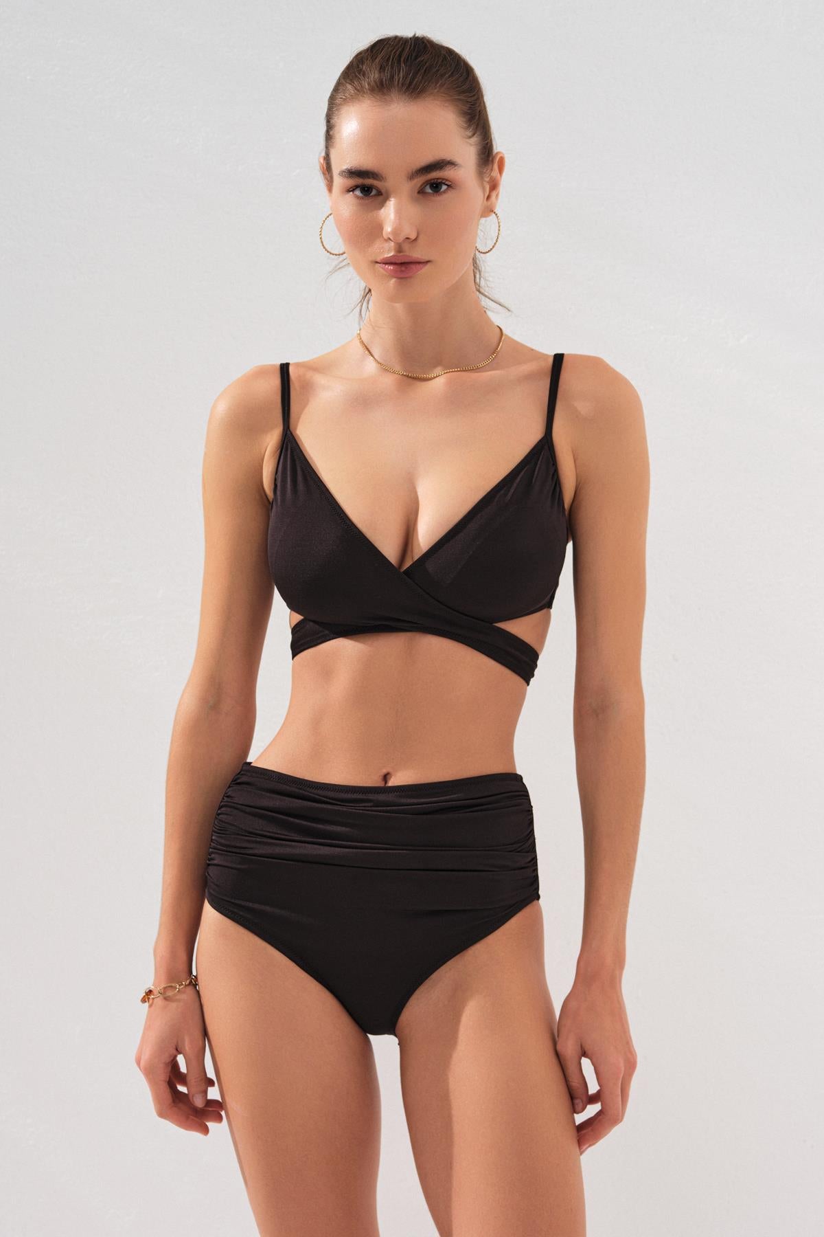 Pierre Cardin 231236 Siyah Sasha Belden Bağlamalı Yüksek Bel Bikini