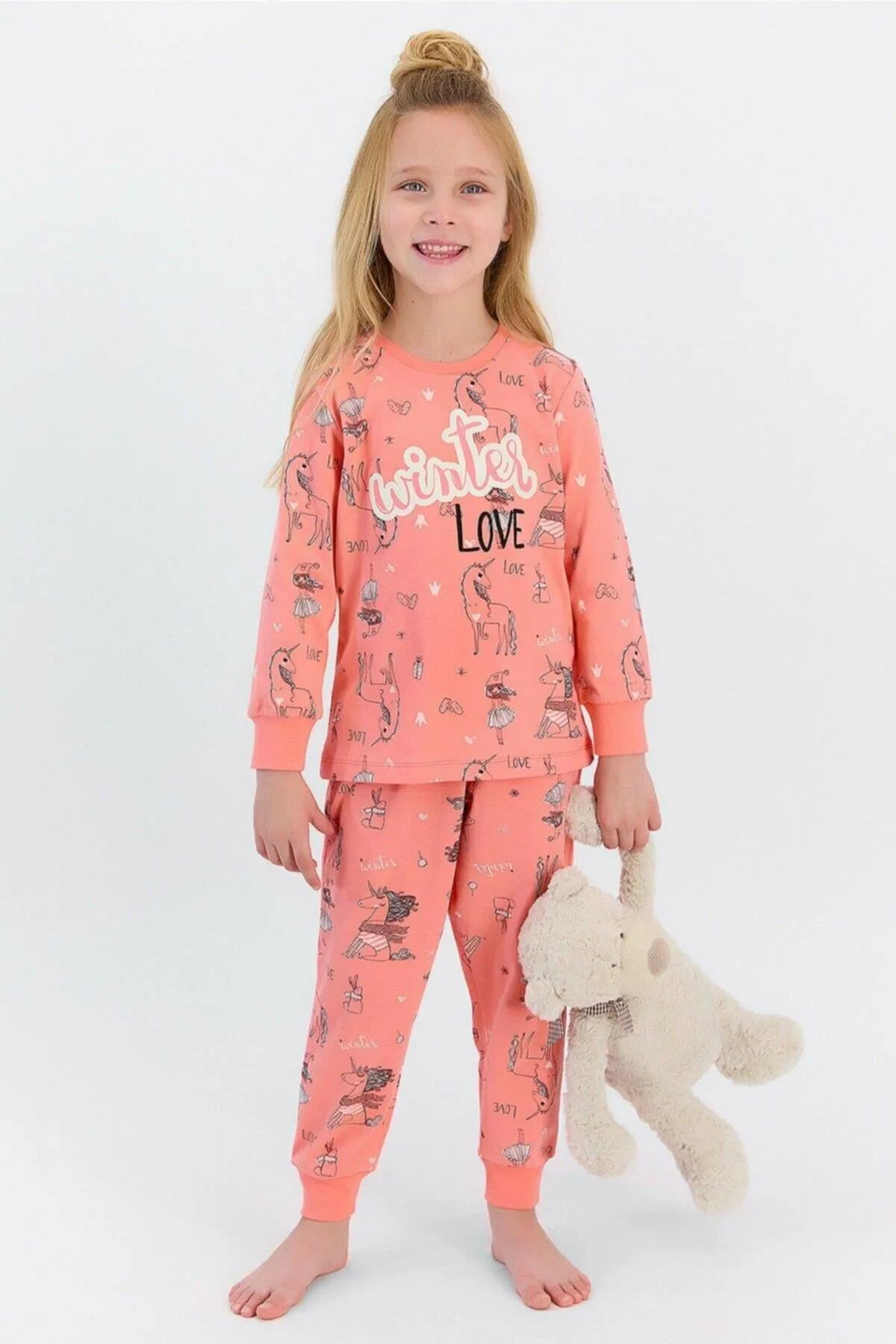 Roly Poly 2568 Nar Çiçeği Renk Kız Çocuk Pijama Takımı