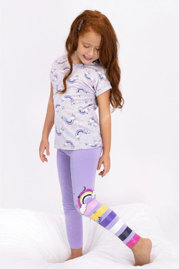 Roly Poly 2456 Mor Renk Kız Çocuk Tayt Pijama Takım