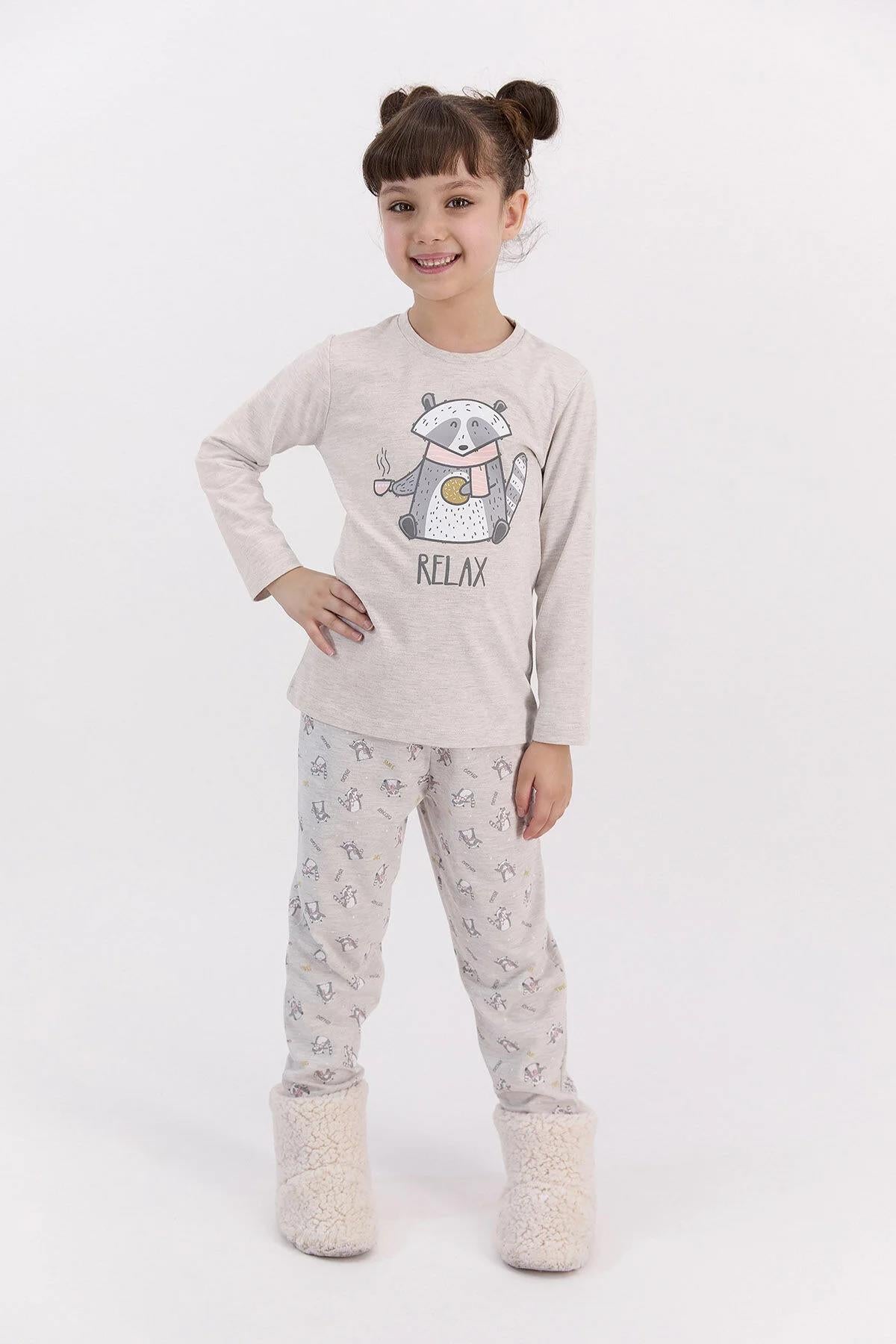 Roly Poly 2578 Bej Renk Kız Garson Pijama Takımı