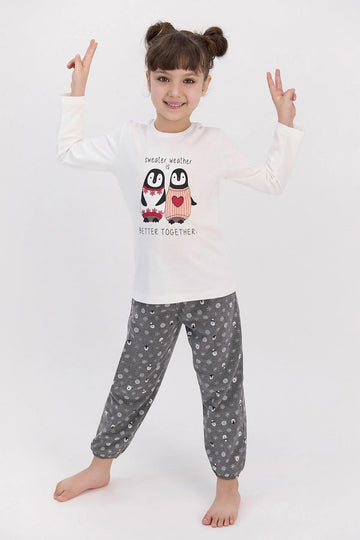 Roly Poly 2585 Krem Renk Kız Garson Pijama Takımı