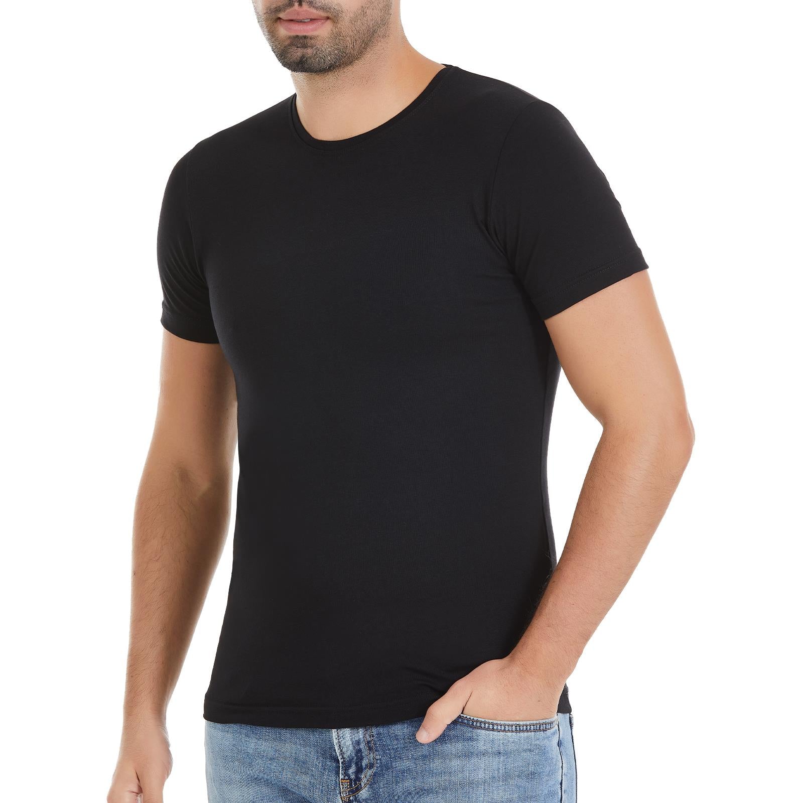 Yıldız 336 Siyah Modal Yuvarlak Yaka Kısa Kol Erkek T-Shirt